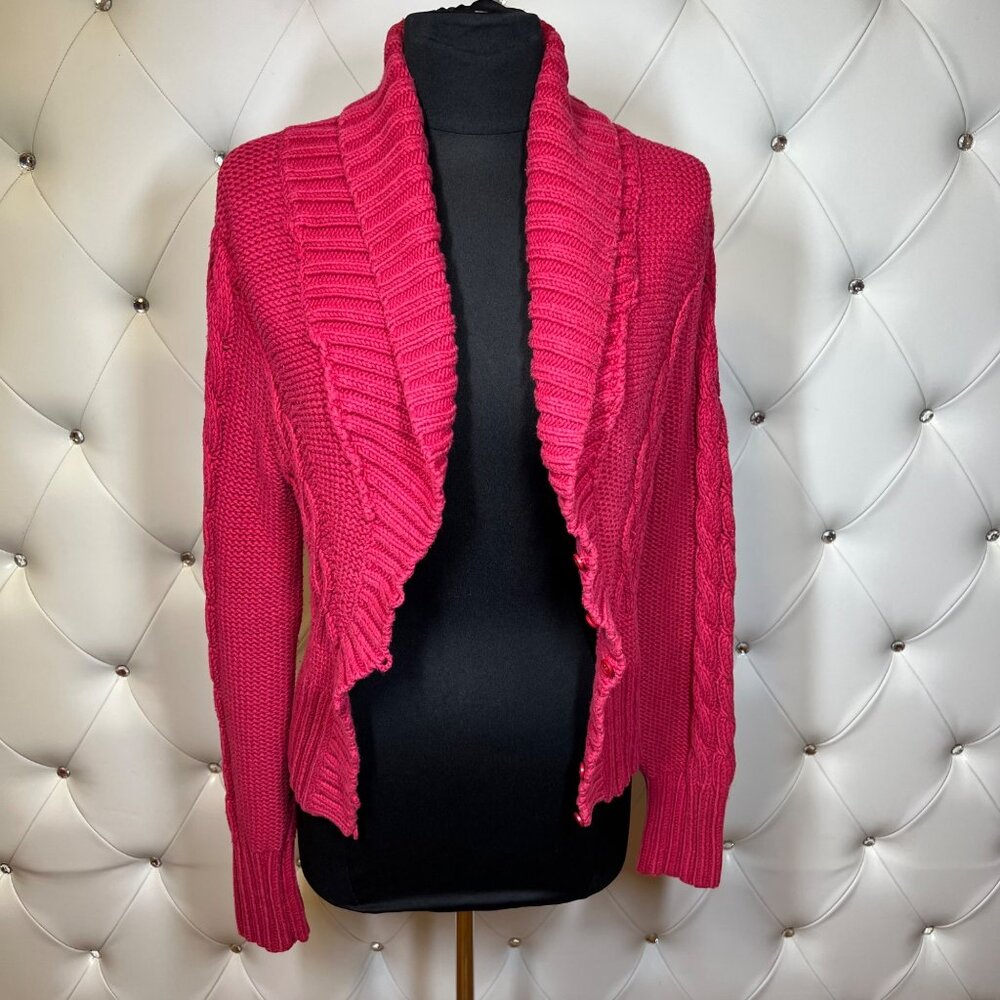 Sweater Works Women's Red Open-Front Sweater Size S